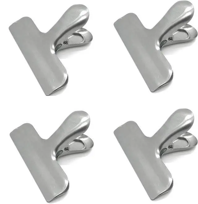 Alt view image 4 of 5 - 8 Pack Metal Chip Clips, 3 Inch Food Bag Clips, Silver | Stainless Steel Heavy Duty Air Tight Seal, Durable Metal Clamps for Kitchen and Office