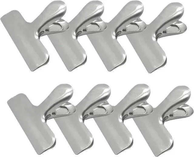 Alt view image 5 of 5 - 8 Pack Metal Chip Clips, 3 Inch Food Bag Clips, Silver | Stainless Steel Heavy Duty Air Tight Seal, Durable Metal Clamps for Kitchen and Office