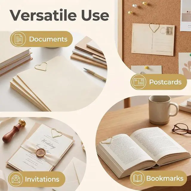 Alt view image 5 of 7 - 50 Pcs Gold Paper Clips for Wedding Home Office Document Organizing Crafts | Pretty Fancy Metal Heart Shaped Metal Paper Clips, Cute Love Mini Decorative Paper Clips for School Crafts Note Organizing