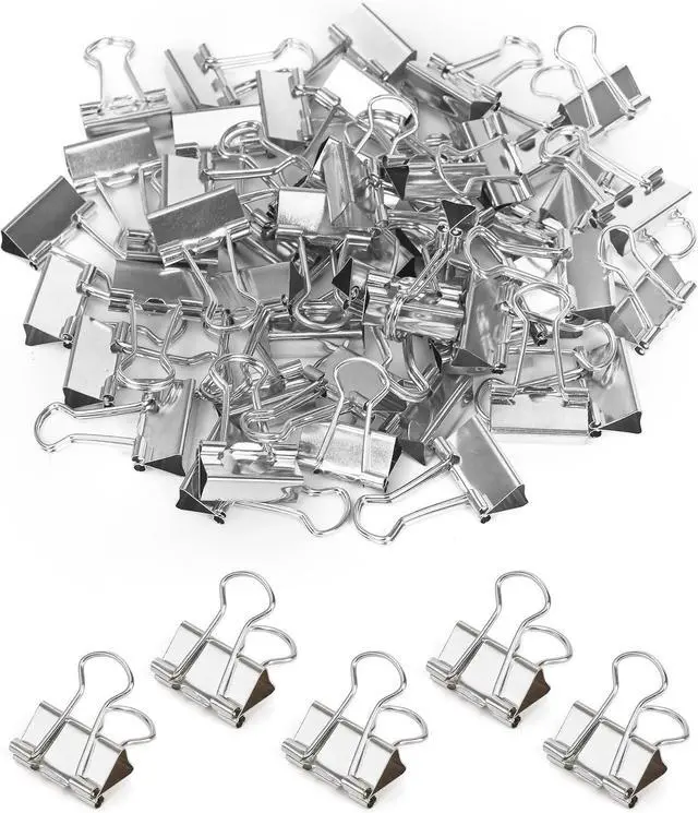 Main image of Binder Clips 50 Pack 0.75 in Small Paper Clips for Office | Paper Binder Clips, Silver, Metal, Paper Clamps, for Organizing Files, Notes, Documents, Office, Home and School Use