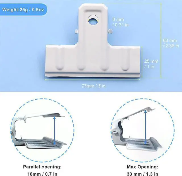 Alt view image 7 of 7 - Coideal White Bull Clips Thickened - 10 Pack 3 Inch Long Large Metal Binder Paper Clips Clamps for Food Bags, Office & Home Kitchen (77 mm)