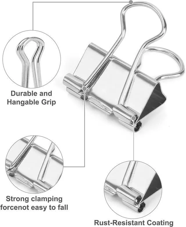 Alt view image 4 of 7 - Binder Clips 50 Pack 0.75 in Small Paper Clips for Office | Paper Binder Clips, Silver, Metal, Paper Clamps, for Organizing Files, Notes, Documents, Office, Home and School Use
