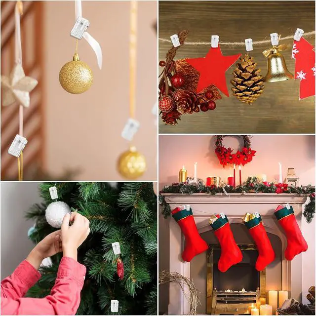 Alt view image 4 of 7 - 50 Pieces Self Adhesive Clips, Tapestry Sticky Spring Hangers Wall Clips for Hanging Poster Photo Office Decorations, Clear