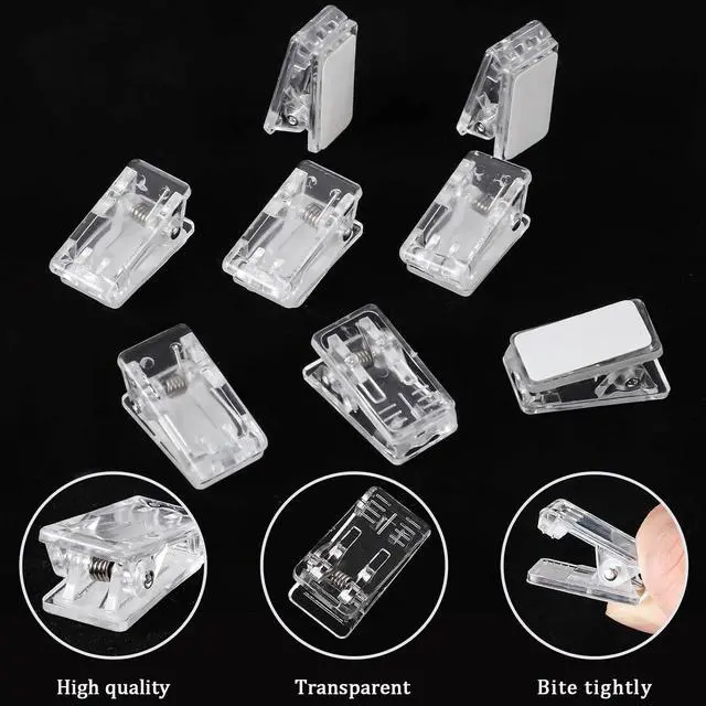 Alt view image 5 of 7 - 50 Pieces Self Adhesive Clips, Tapestry Sticky Spring Hangers Wall Clips for Hanging Poster Photo Office Decorations, Clear