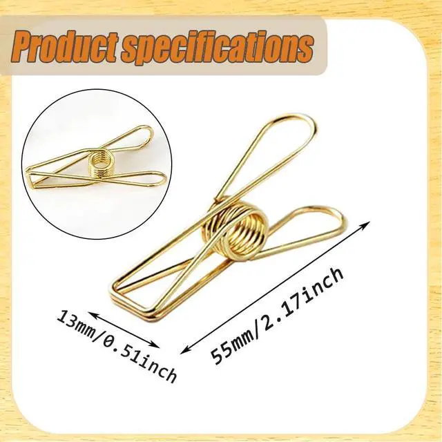 Alt view image 2 of 6 - 20 Pieces Metal Wire Hollow Out Multi-Purpose Utility Clips Invoice Bill Paper Clips Clothespins Hanging Clips for Office School Home Use (Gold)