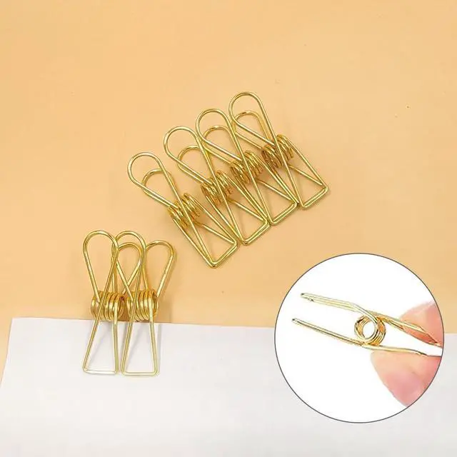Alt view image 3 of 6 - 20 Pieces Metal Wire Hollow Out Multi-Purpose Utility Clips Invoice Bill Paper Clips Clothespins Hanging Clips for Office School Home Use (Gold)