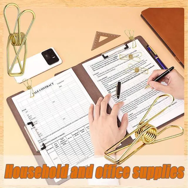 Alt view image 4 of 6 - 20 Pieces Metal Wire Hollow Out Multi-Purpose Utility Clips Invoice Bill Paper Clips Clothespins Hanging Clips for Office School Home Use (Gold)
