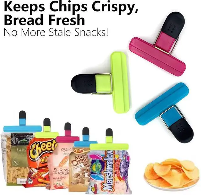Alt view image 4 of 7 - 6-Pack Heavy Duty Chip Bag Clips Strong Seal Plastic Food Clips for Kitchen Storage, Assorted Colors (3 Colors, 6 PCS)