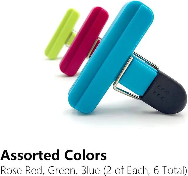 Alt view image 6 of 7 - 6-Pack Heavy Duty Chip Bag Clips Strong Seal Plastic Food Clips for Kitchen Storage, Assorted Colors (3 Colors, 6 PCS)