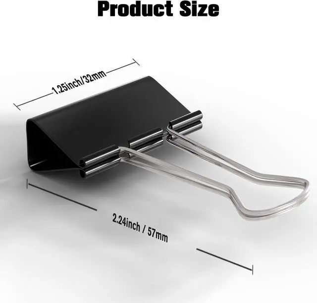 Alt view image 2 of 7 - CableGeeker Medium Binder Clips, 1.25 Inch, 48-Pack, Black | Strong grip, rust-resistant metal, smooth edges, holds up to 150 sheets, for documents, cables, food bags, and photos
