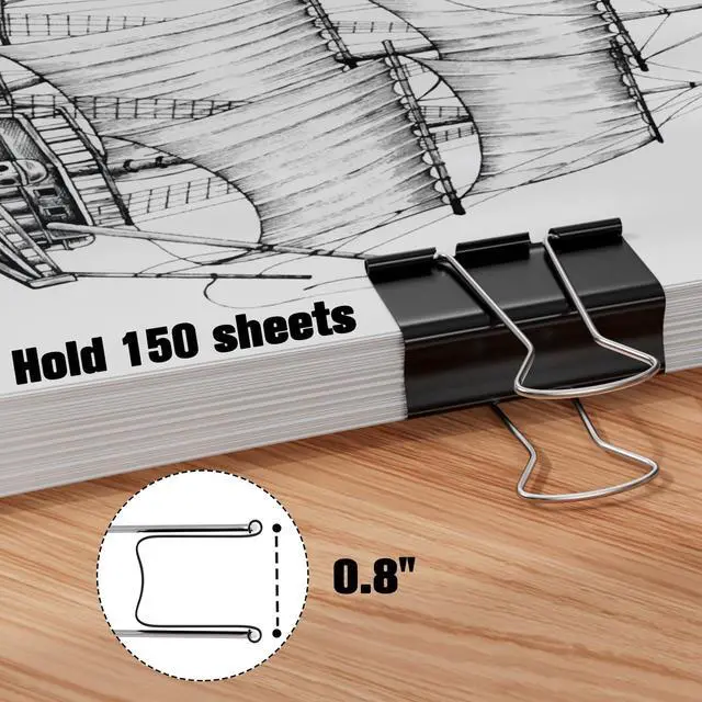 Alt view image 4 of 7 - CableGeeker Medium Binder Clips, 1.25 Inch, 48-Pack, Black | Strong grip, rust-resistant metal, smooth edges, holds up to 150 sheets, for documents, cables, food bags, and photos