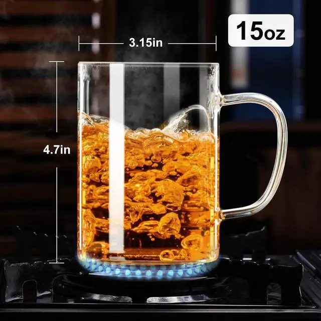 Alt view image 6 of 6 - PARACITY Tea Mug with Infuser and Lid, 15 oz Clear Borosilicate Tea Cup | 304 stainless steel strainer handles loose leaf or bagged blends; clear body works with hot or iced drinks and rinses easily