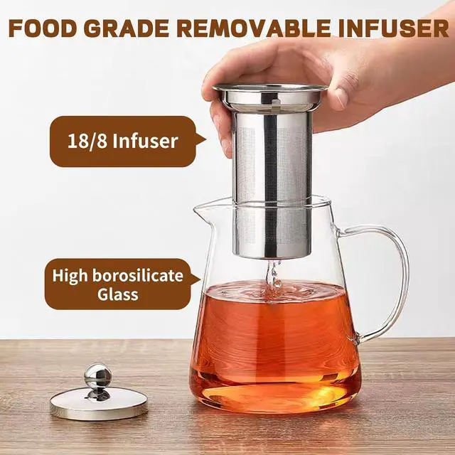 Alt view image 5 of 7 - Glass Teapot, Tea Pot with Removable Infusers for Loose Tea, Borosilicate Glass Tea Kettle Tea Maker Stovetop for Party, Camping,Travel (550ML)