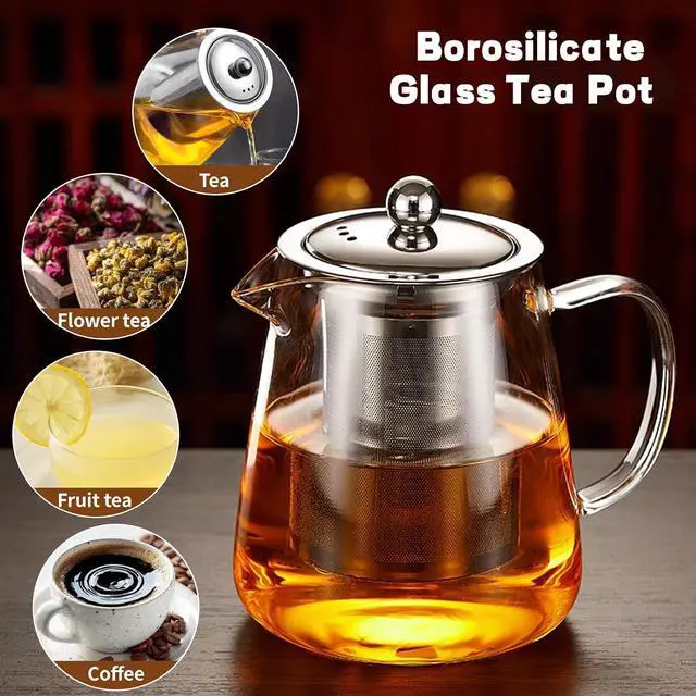 Alt view image 6 of 7 - Glass Teapot, Tea Pot with Removable Infusers for Loose Tea, Borosilicate Glass Tea Kettle Tea Maker Stovetop for Party, Camping,Travel (550ML)