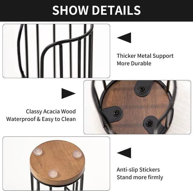Alt view image 3 of 5 - Bathroom Cup Dispenser with Acacia Wood Stand - Essential Bathroom Accessories for Toothbrush Holders & Mouthwash Cup Dispenser on Vanity Countertops Black