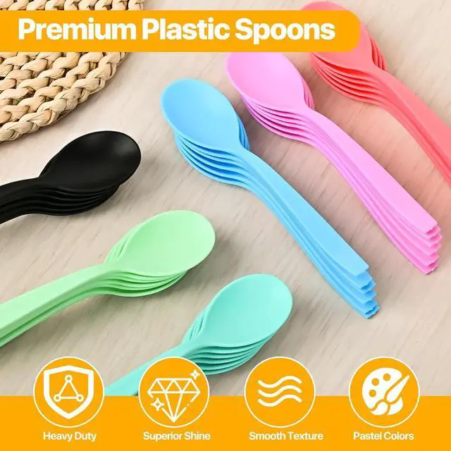 Alt view image 3 of 7 - Plastic Spoons Heavy Duty Disposable Spoons 6.1 Inch Soup Spoons for Lounge Party Wedding Office Picnic Camping Daily Use (36 Count)