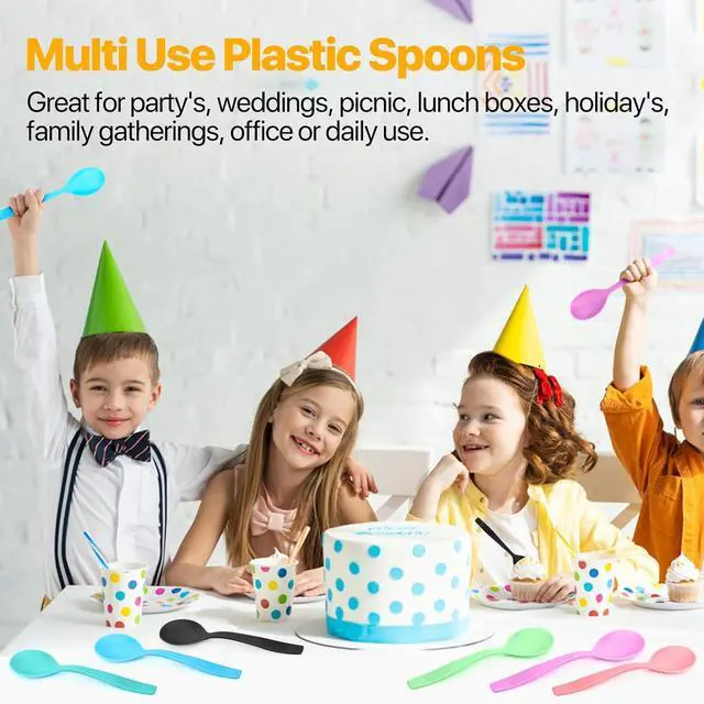 Alt view image 7 of 7 - Plastic Spoons Heavy Duty Disposable Spoons 6.1 Inch Soup Spoons for Lounge Party Wedding Office Picnic Camping Daily Use (36 Count)