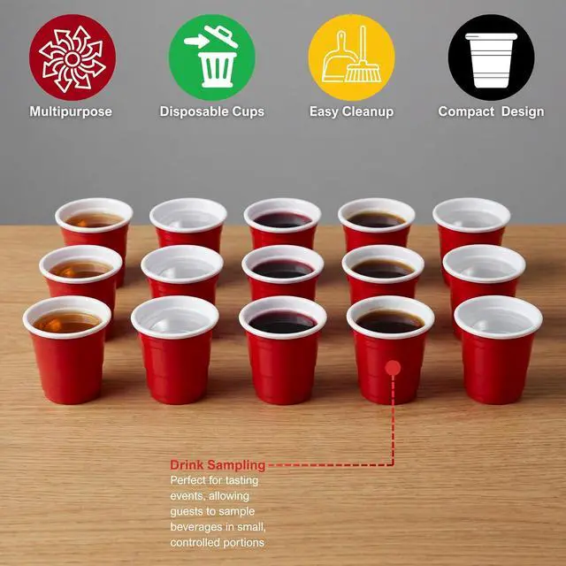 Alt view image 5 of 7 - WHISC Red Disposable Plastic Shot Glasses, 2 oz, 36-Pack, Stackable Cups