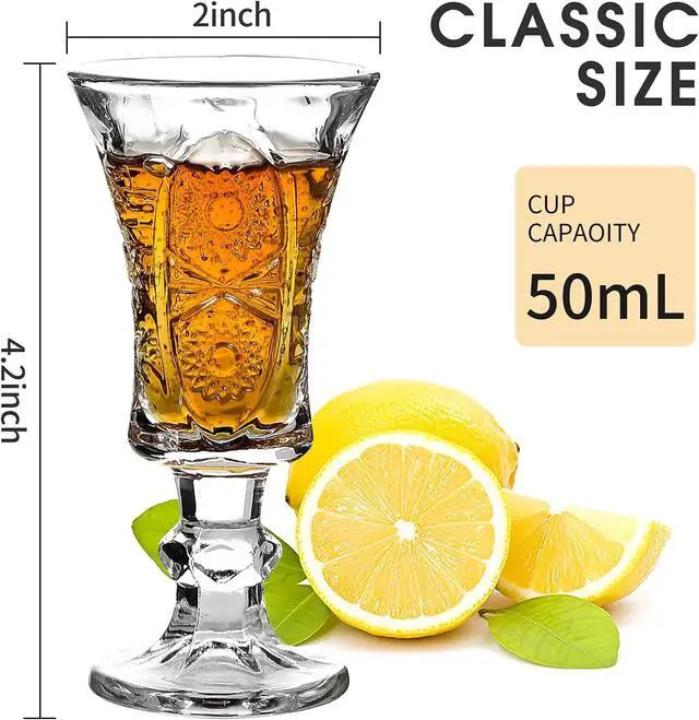 Alt view image 2 of 5 - Glsairy Round 1.3-Oz Shot Glasses, Lead-Free Glass, Clear Heavy Base Shot Glass (Set of 3)