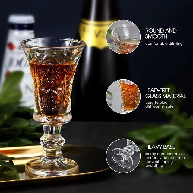 Alt view image 3 of 5 - Glsairy Round 1.3-Oz Shot Glasses, Lead-Free Glass, Clear Heavy Base Shot Glass (Set of 3)