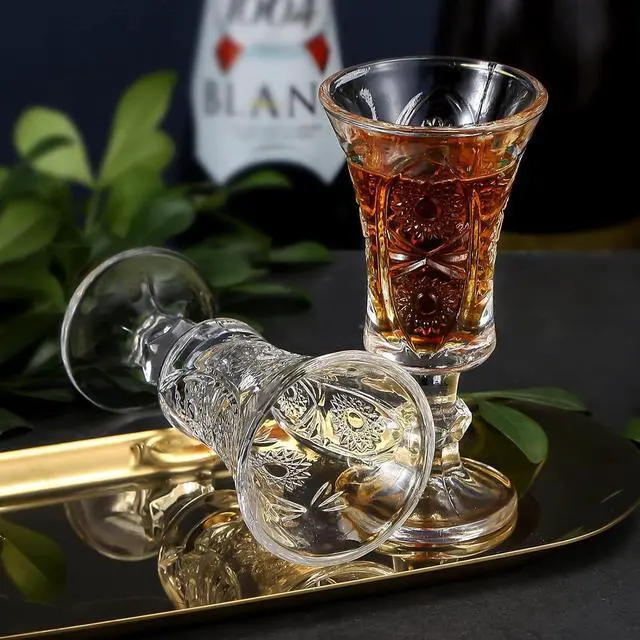 Alt view image 5 of 5 - Glsairy Round 1.3-Oz Shot Glasses, Lead-Free Glass, Clear Heavy Base Shot Glass (Set of 3)