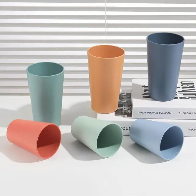 Alt view image 6 of 7 - HEYCOME Set of 12 Wheat Straw Cups, 6 Pcs 20 oz & 6 Pcs 12 oz Unbreakable Drinking Cups, Reusable Plastic Cups Sets for Outdoor Camp Kitchen, Microwave & Dishwasher Safe, Bpa Free, 6 Colors