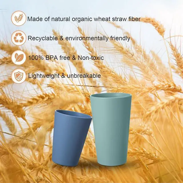 Alt view image 5 of 7 - HEYCOME Set of 12 Wheat Straw Cups, 6 Pcs 20 oz & 6 Pcs 12 oz Unbreakable Drinking Cups, Reusable Plastic Cups Sets for Outdoor Camp Kitchen, Microwave & Dishwasher Safe, Bpa Free, 6 Colors