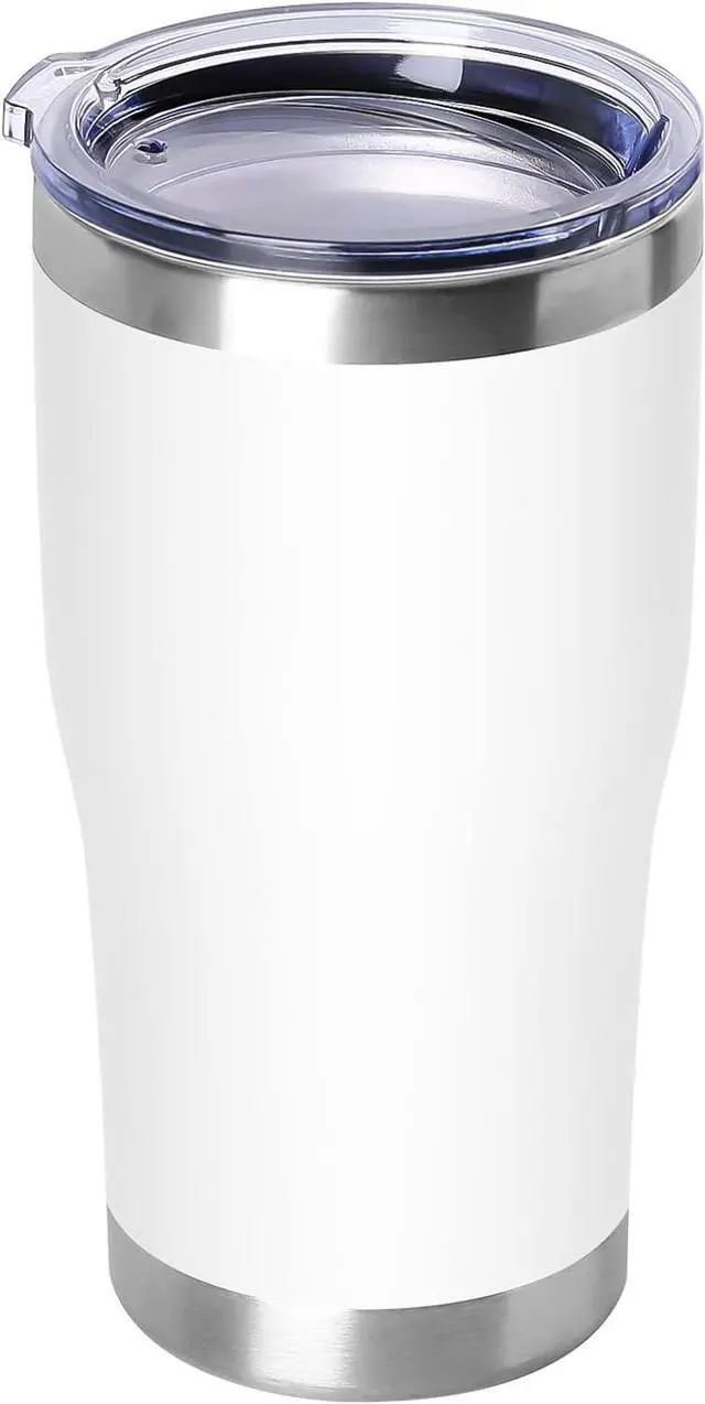 Main image of DOMICARE 20oz Tumbler with Lid Stainless Steel Tumblers Bulk, Double Wall Vacuum Insulated Coffee Travel Mug Powder Coated Tumbler, 1 Count (Pack of 1) White