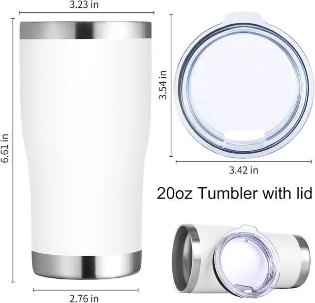 Alt view image 5 of 6 - DOMICARE 20oz Tumbler with Lid Stainless Steel Tumblers Bulk, Double Wall Vacuum Insulated Coffee Travel Mug Powder Coated Tumbler, 1 Count (Pack of 1) White