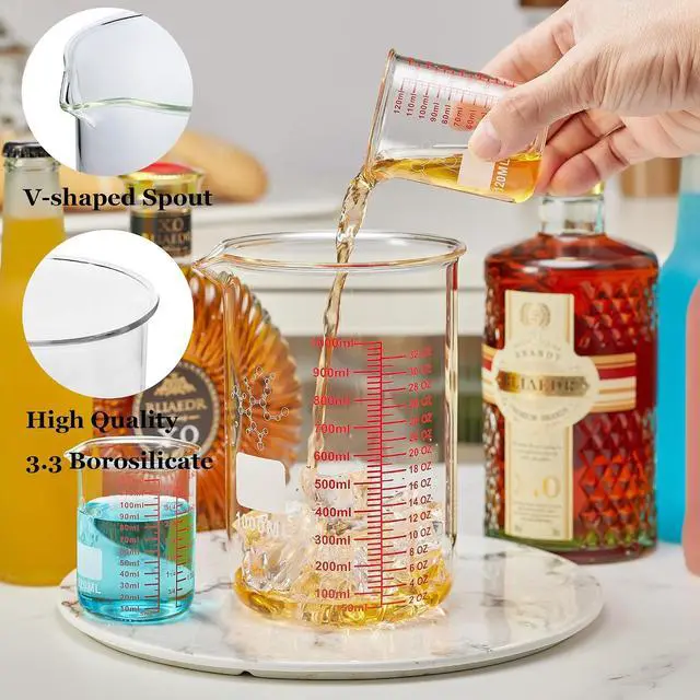 Alt view image 2 of 7 - High Borosilicate Glass Measuring Cup-V-Shaped Spout,120ml(4OZ) Glass Measuring Beaker for Kitchen or Restaurant, Easy to Read(Pack of 2)