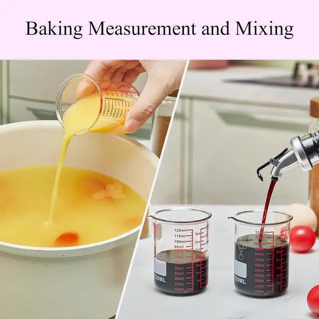 Alt view image 4 of 7 - High Borosilicate Glass Measuring Cup-V-Shaped Spout,120ml(4OZ) Glass Measuring Beaker for Kitchen or Restaurant, Easy to Read(Pack of 2)