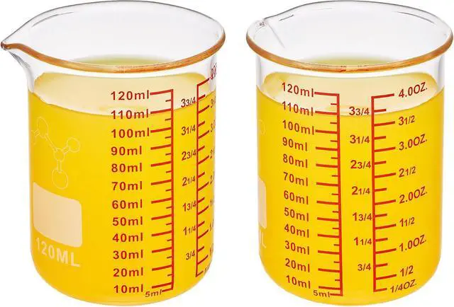 Alt view image 7 of 7 - High Borosilicate Glass Measuring Cup-V-Shaped Spout,120ml(4OZ) Glass Measuring Beaker for Kitchen or Restaurant, Easy to Read(Pack of 2)