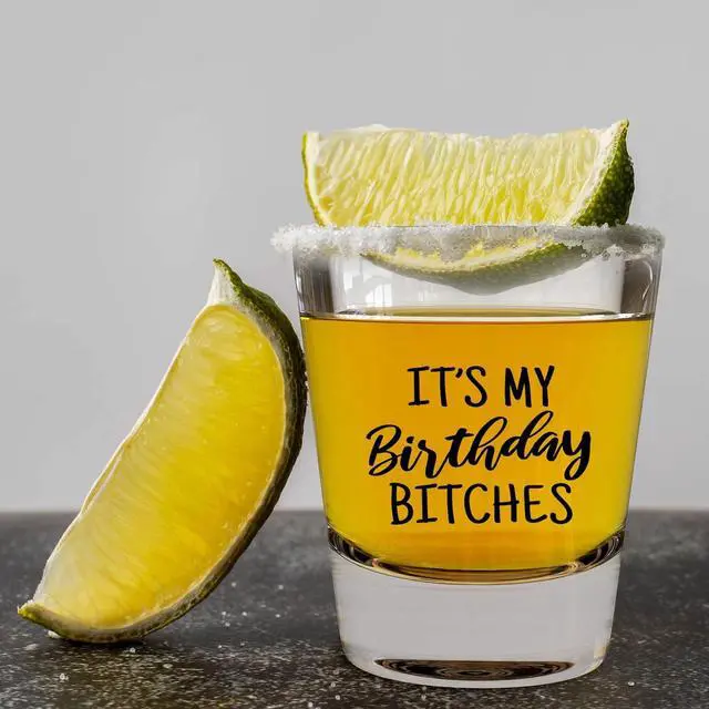 Alt view image 2 of 7 - Its My Birthday Shot Glass for Her, Happy Birthday Drinking Gifts for Women | Permanent Print - Dishwasher Safe