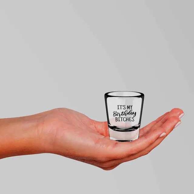 Alt view image 7 of 7 - Its My Birthday Shot Glass for Her, Happy Birthday Drinking Gifts for Women | Permanent Print - Dishwasher Safe