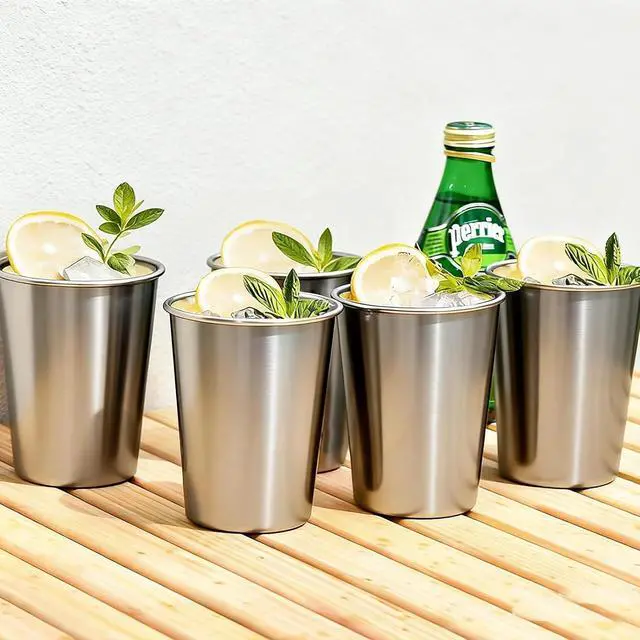 Alt view image 7 of 7 - Unbreakable 10 oz Stainless Steel Cups for kids,5 Pack BPA-Free Premium Stackable Metal Pint Cups for Home, Outdoor & Children's Daily Use