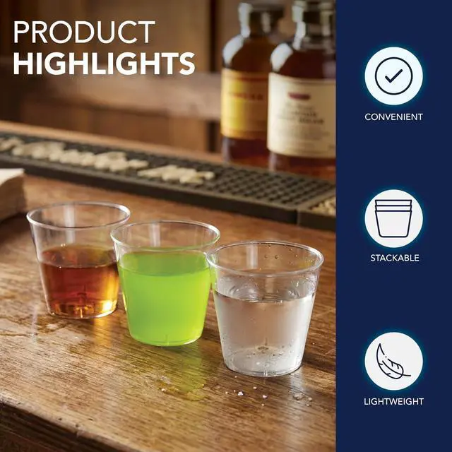 Alt view image 6 of 7 - Party Essentials 50 Count Hard Plastic Shot Glasses, 1-Ounce, Clear
