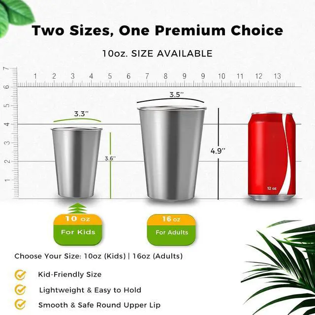 Alt view image 6 of 7 - Unbreakable 10 oz Stainless Steel Cups for kids,5 Pack BPA-Free Premium Stackable Metal Pint Cups for Home, Outdoor & Children's Daily Use