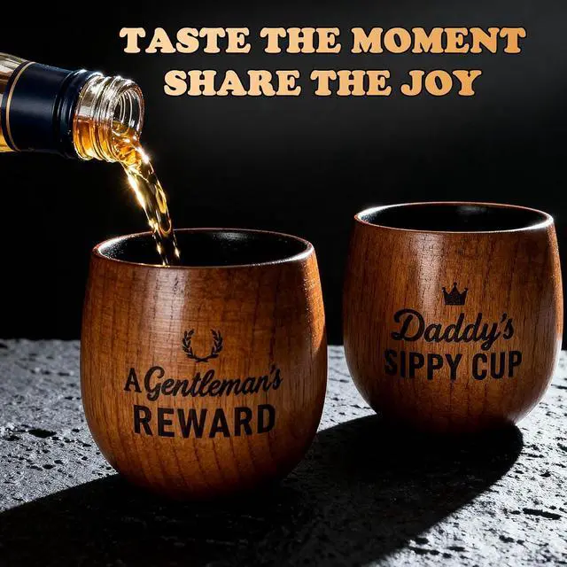 Alt view image 4 of 7 - Whiskey Glasses for Men, Gifts for Men - Whiskey Fueled Charred Wooden Bourbon Glass, Old Fashioned Whiskey Tumbler, Great Gifts for Husband Dad from Wife, Mens Gift Sets, wood Cup with Gift Box