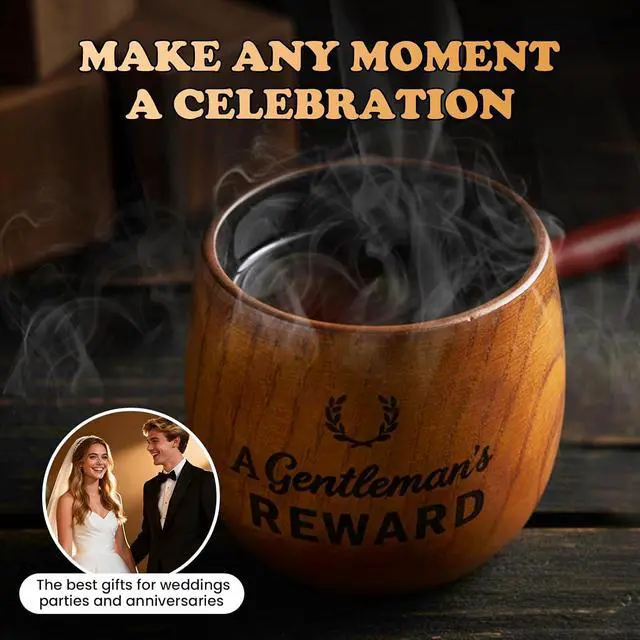 Alt view image 7 of 7 - Whiskey Glasses for Men, Gifts for Men - Whiskey Fueled Charred Wooden Bourbon Glass, Old Fashioned Whiskey Tumbler, Great Gifts for Husband Dad from Wife, Mens Gift Sets, wood Cup with Gift Box