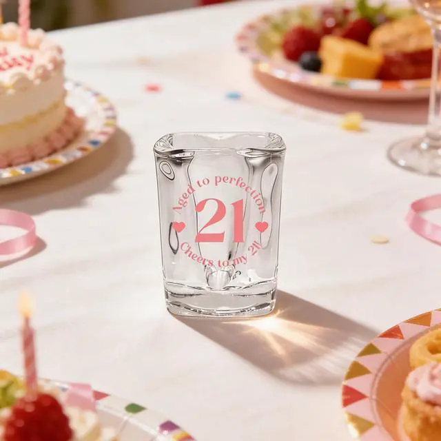 Alt view image 7 of 7 - Finally 21 Shot Glass with Cute Printed Pattern/21st Birthday Gifts/Pink 21 Year Old Birthday Decorations for Women/Turning 21 Bday Gift for Daughter Sister Friends