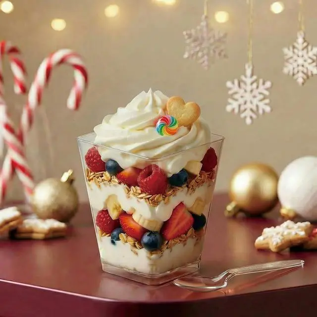 Alt view image 2 of 6 - Hiasobre 5 oz Plastic Dessert Cups with Spoons, 30 Pack | Clear Reusable Square Mini Parfait Appetizer Cups, Trifle Shooter Serving Cups, Party Dessert Shot Glasses for Tasting