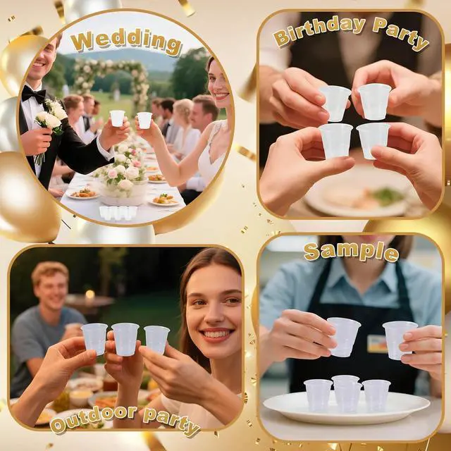 Alt view image 6 of 6 - 100ct 2oz Mini Clear Shot Glasses, Disposable Small Plastic Cups for Parties, Weddings, Events | Bulk Pack, Clear