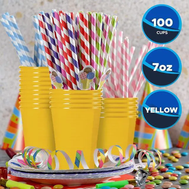 Alt view image 2 of 5 - PAMI 7 oz Plastic Party Cups,BPA-Free,Disposable,Cold Drinks,Yellow,100 Ct