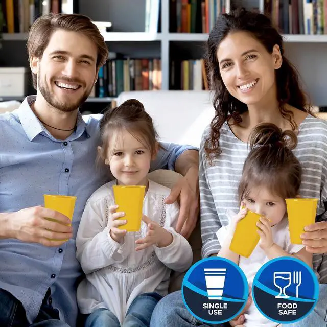 Alt view image 5 of 5 - PAMI 7 oz Plastic Party Cups,BPA-Free,Disposable,Cold Drinks,Yellow,100 Ct
