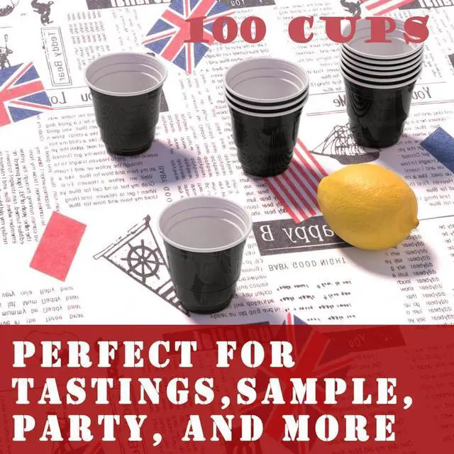 Alt view image 5 of 7 - 100ct 2oz. Mini black Shot Cups, Disposable and Small Size Perfect for Party, Tastings, Sample and More