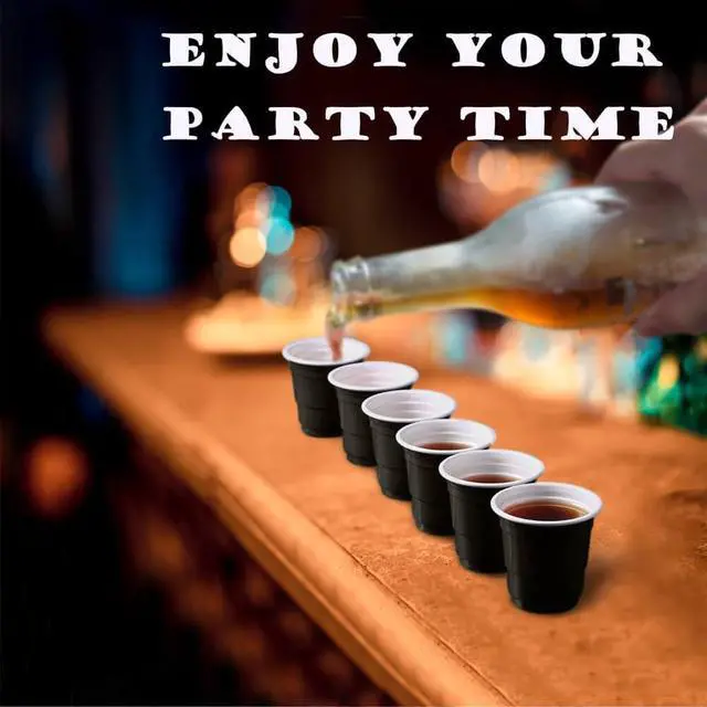 Alt view image 7 of 7 - 100ct 2oz. Mini black Shot Cups, Disposable and Small Size Perfect for Party, Tastings, Sample and More