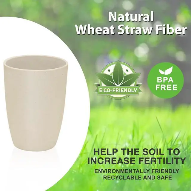 Alt view image 2 of 7 - Mfacoy Wheat Straw Cups Set of 6, 12 oz Unbreakable Drinking, Reusable, Stackable Tumbler, Colourful Water Cup Set for Kitchen, BPA Free, Dishwasher & Microwave Safe, with 6 Colors Cups