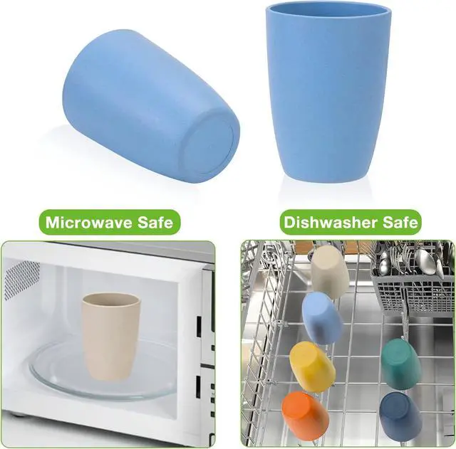 Alt view image 4 of 7 - Mfacoy Wheat Straw Cups Set of 6, 12 oz Unbreakable Drinking, Reusable, Stackable Tumbler, Colourful Water Cup Set for Kitchen, BPA Free, Dishwasher & Microwave Safe, with 6 Colors Cups