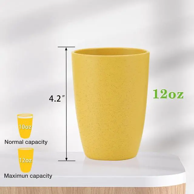 Alt view image 7 of 7 - Mfacoy Wheat Straw Cups Set of 6, 12 oz Unbreakable Drinking, Reusable, Stackable Tumbler, Colourful Water Cup Set for Kitchen, BPA Free, Dishwasher & Microwave Safe, with 6 Colors Cups