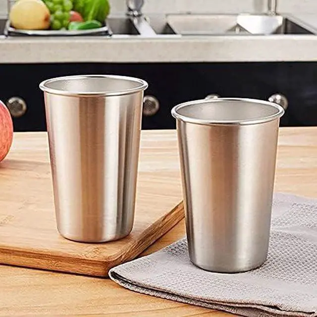 Alt view image 7 of 7 - 6 Pack 8 oz Stainless Steel Kids Cups, Children's Pint Cups, Stackable Metal Cups, Shatterproof Drinking Glasses